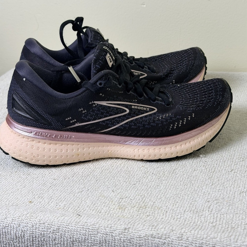 Brooks Glycerin 19 Womens 6.5 Shoes Black Pink Running Walking Gym 1203431B074